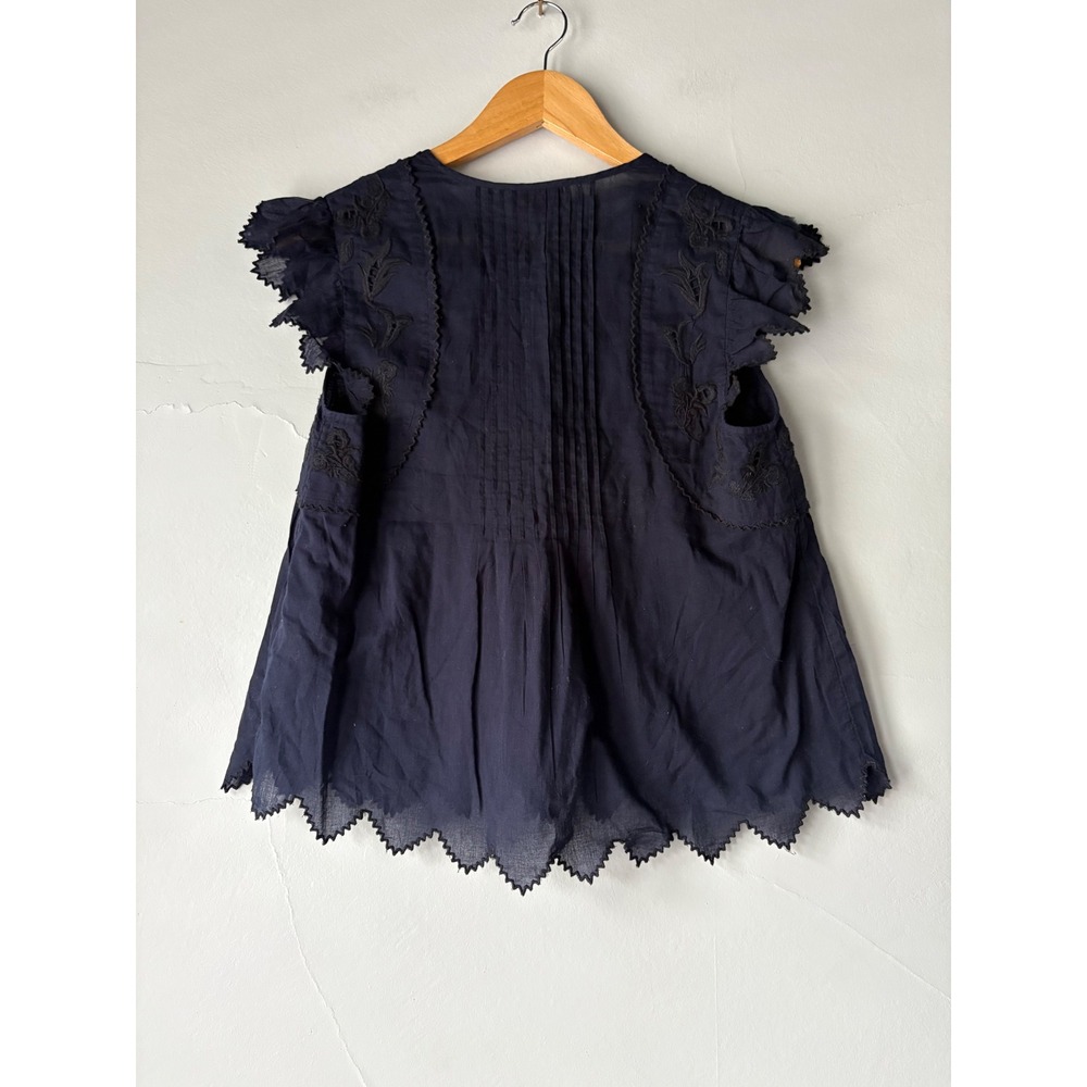 Zadig & Voltaire Tiara Voile Embroidered Top Navy XS - Picture 10 of 11